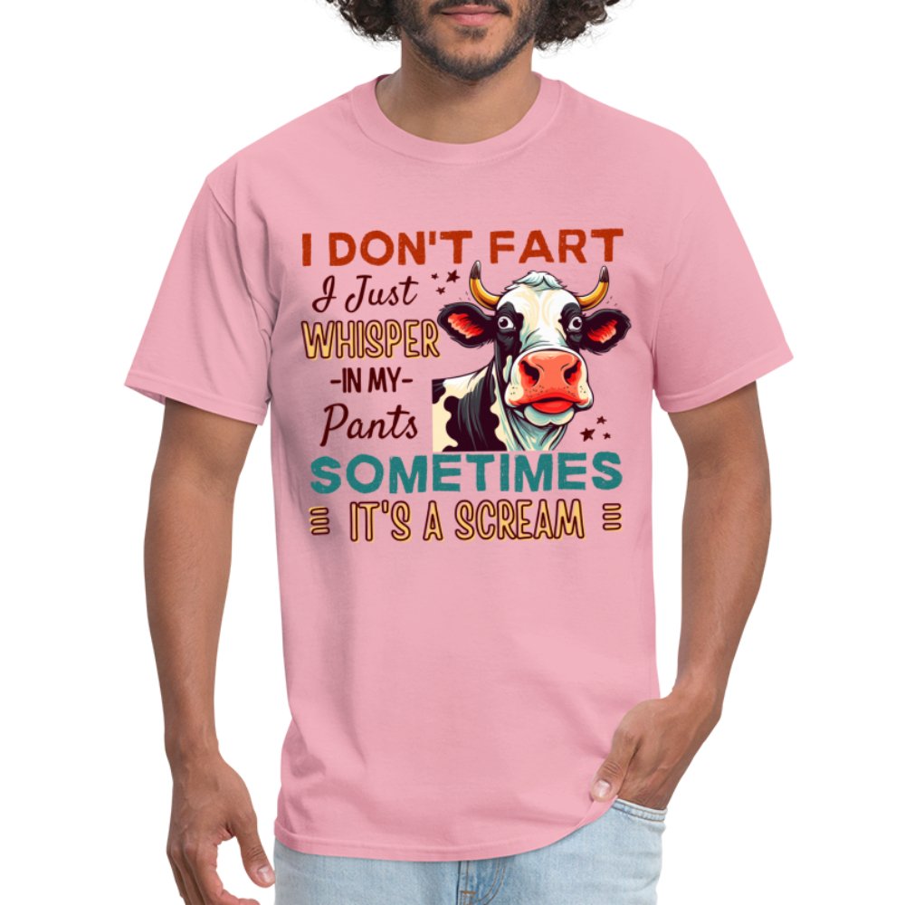 Funny Cow says I Don't Fart I Just Whisper in My Pants T-Shirt - blush pink