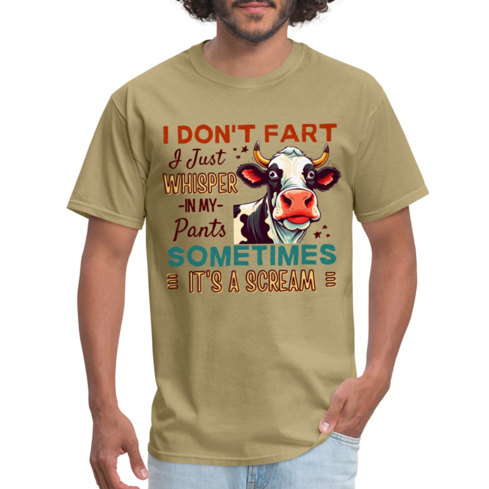 Funny Cow says I Don't Fart I Just Whisper in My Pants T-Shirt - sage