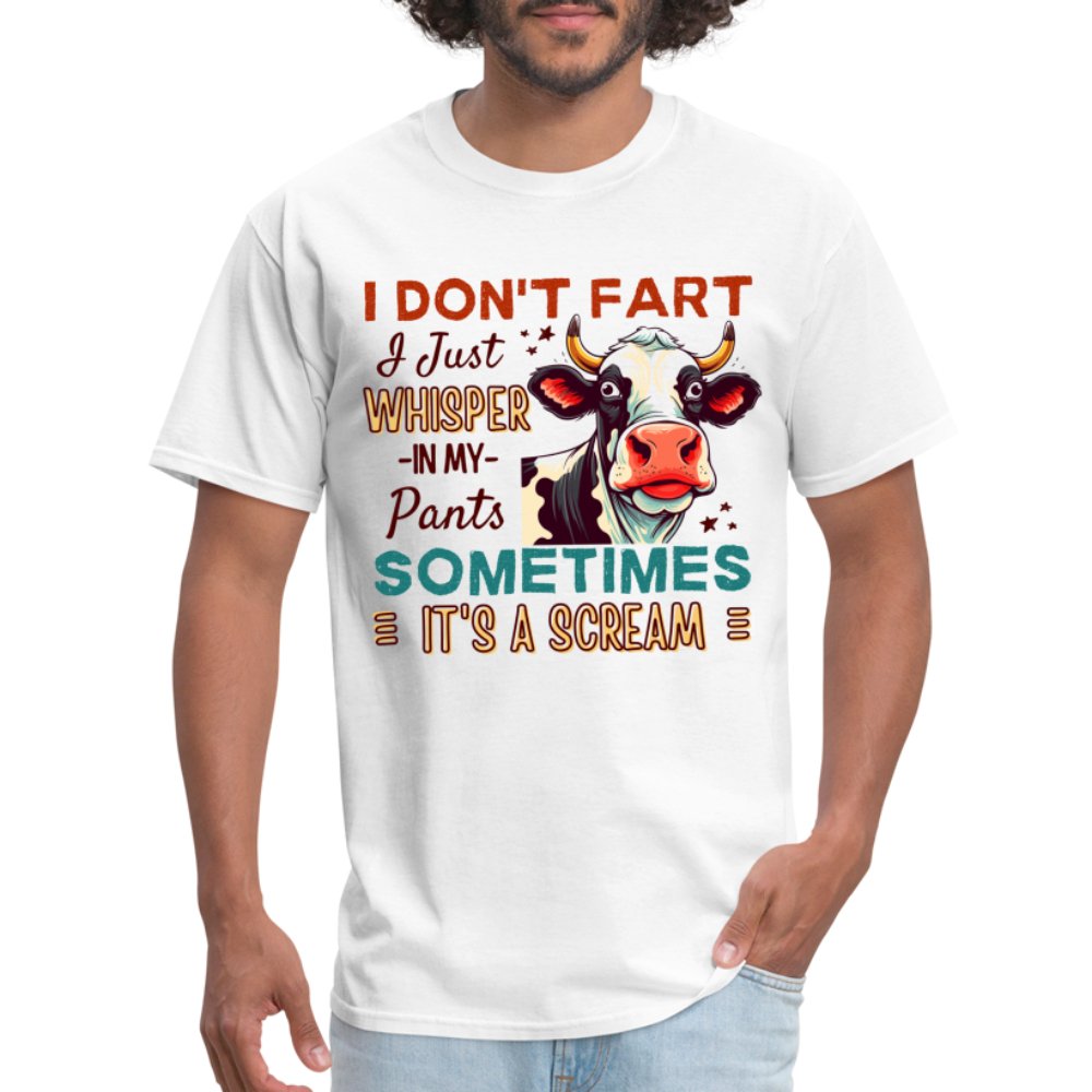 Funny Cow says I Don't Fart I Just Whisper in My Pants T-Shirt - option1# - Unisex Classic T-Shirt | Fruit of the Loom 3930