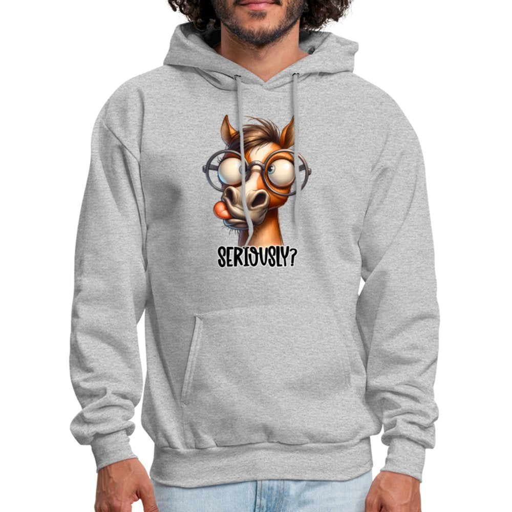 Funny Horse Says Seriously? - Hoodie - option1# - Men's Hoodie | Hanes P170