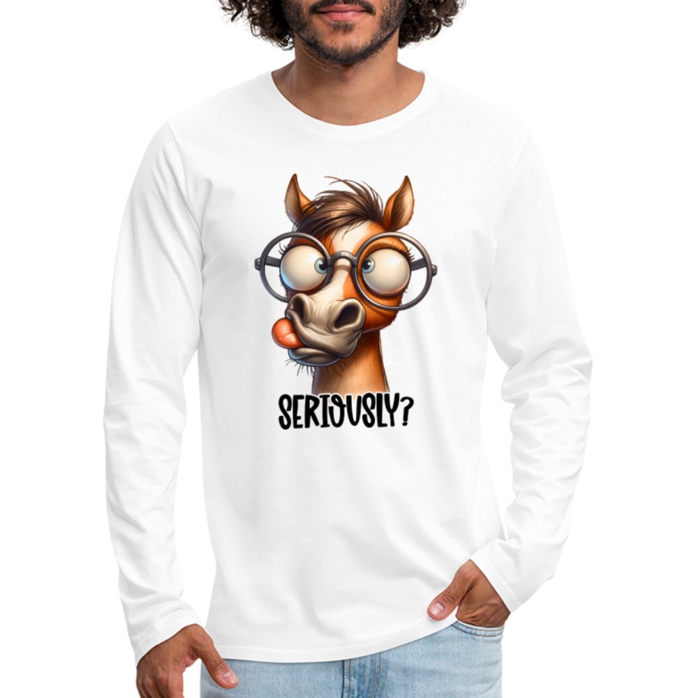 Funny Horse Says Seriously? - Men's Premium Long Sleeve T-Shirt - option1# - Men's Premium Long Sleeve T-Shirt | Spreadshirt 875