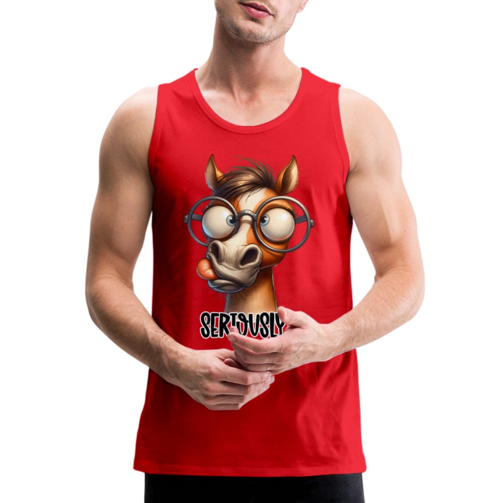 Funny Horse Says Seriously? - Men’s Premium Tank Top - option1# - Men’s Premium Tank | Spreadshirt 916