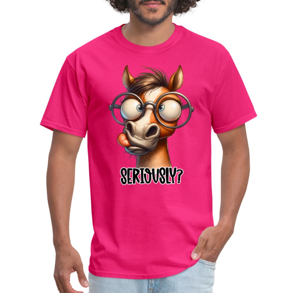 Funny Horse Says Seriously? - T-Shirt - option1# - Unisex Classic T-Shirt | Fruit of the Loom 3930