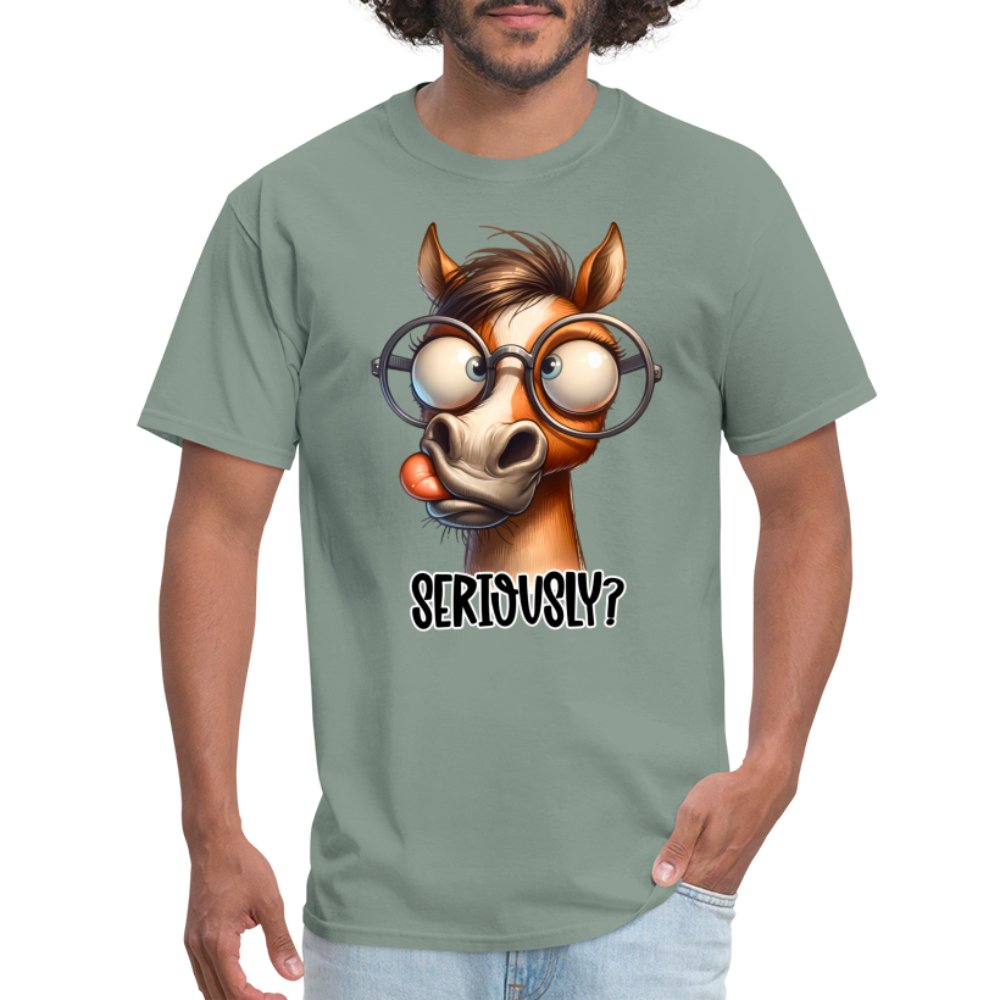 Funny Horse Says Seriously? - T-Shirt - option1# - Unisex Classic T-Shirt | Fruit of the Loom 3930