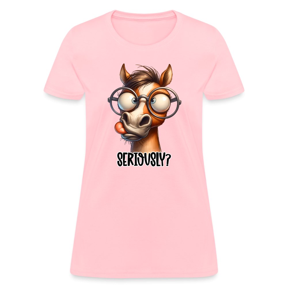 Funny Horse Says Seriously? - Women's Contoured T-Shirt - option1# - Women's T-Shirt | Fruit of the Loom L3930R