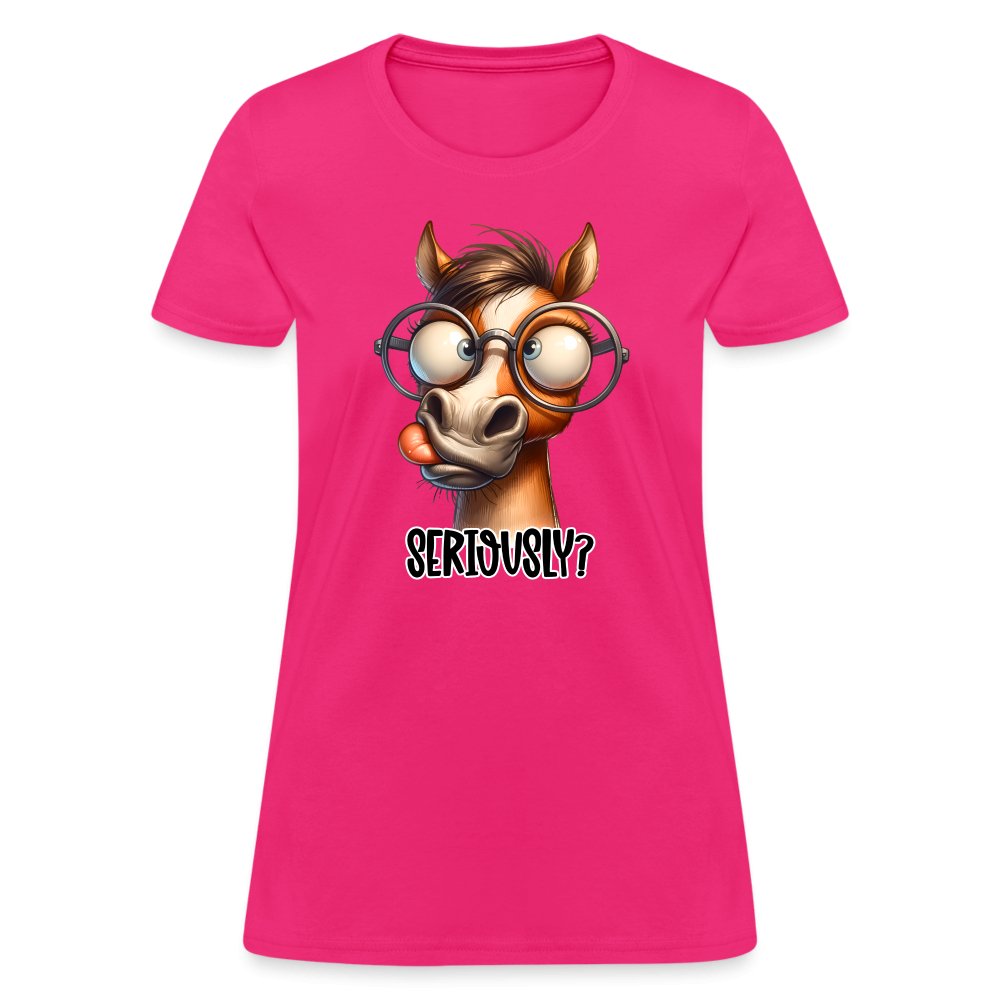 Funny Horse Says Seriously? - Women's Contoured T-Shirt - option1# - Women's T-Shirt | Fruit of the Loom L3930R