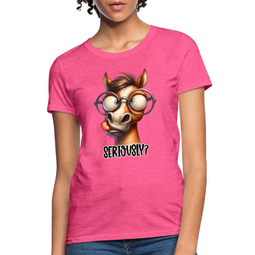 Funny Horse Says Seriously? - Women's Contoured T-Shirt - option1# - Women's T-Shirt | Fruit of the Loom L3930R