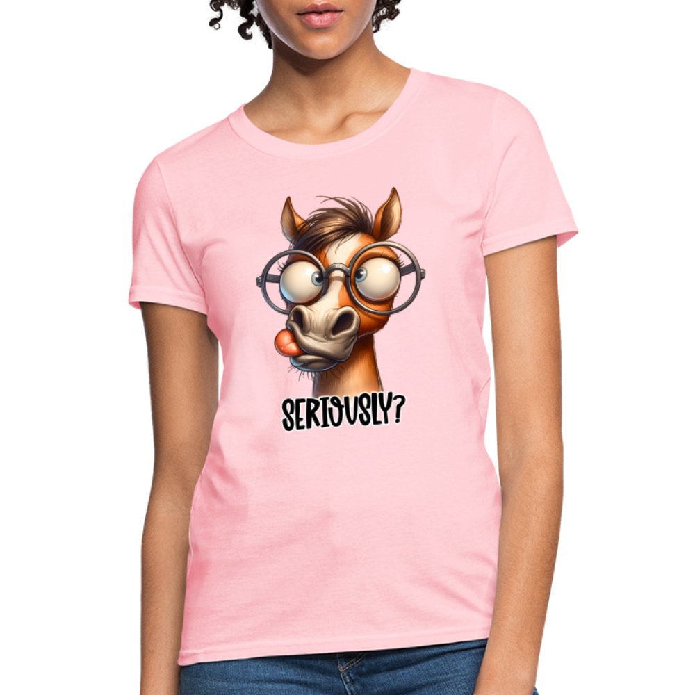 Funny Horse Says Seriously? - Women's Contoured T-Shirt - option1# - Women's T-Shirt | Fruit of the Loom L3930R