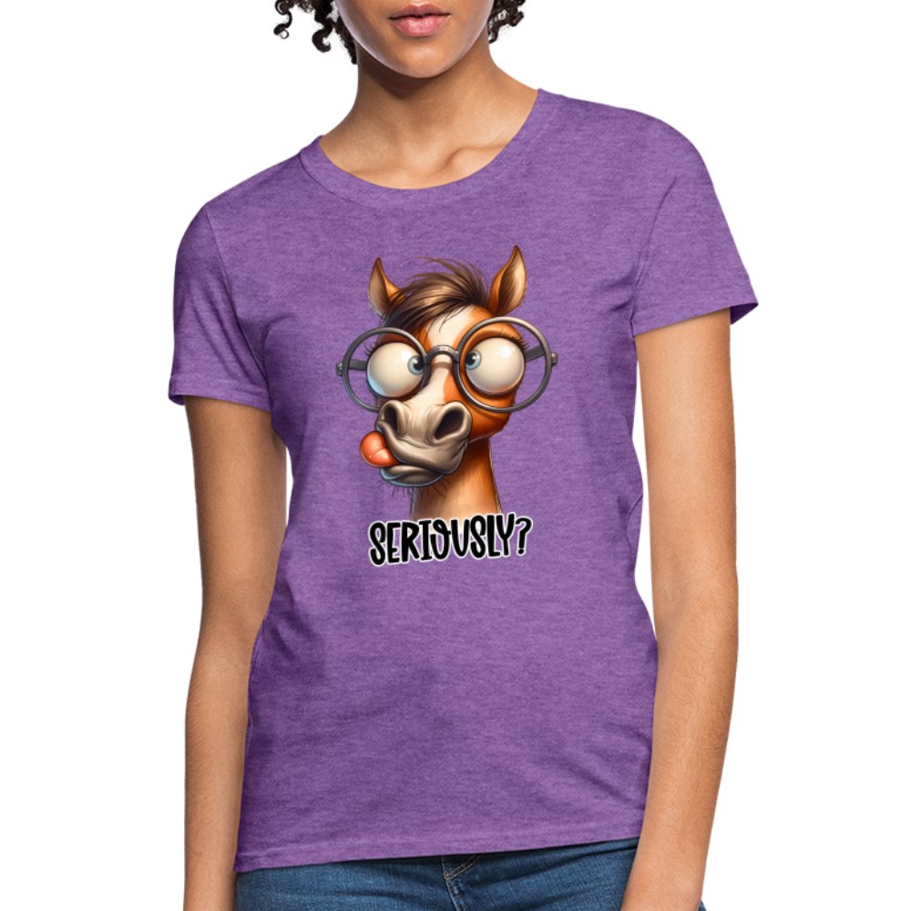 Funny Horse Says Seriously? - Women's Contoured T-Shirt - option1# - Women's T-Shirt | Fruit of the Loom L3930R