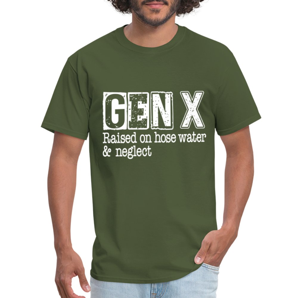 GEN X (Raised on hose water & neglect) T-Shirt - option1# - Unisex Classic T-Shirt | Fruit of the Loom 3930