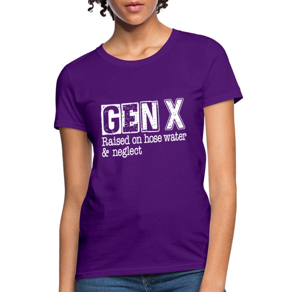 GEN X (Raised on hose water & neglect) Women's Contoured T-Shirt - option1# - Women's T-Shirt | Fruit of the Loom L3930R