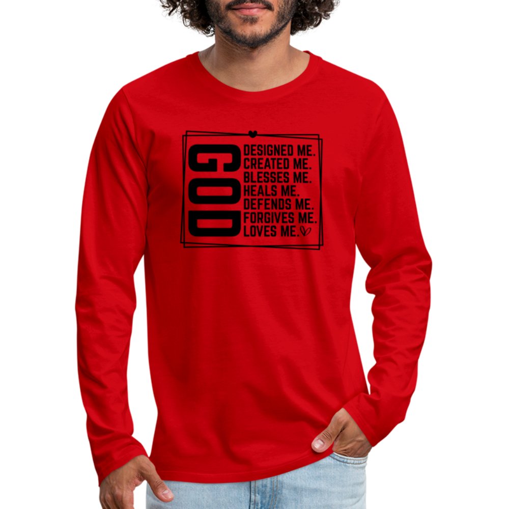 GOD Designed Me Men's Premium Long Sleeve T-Shirt - red