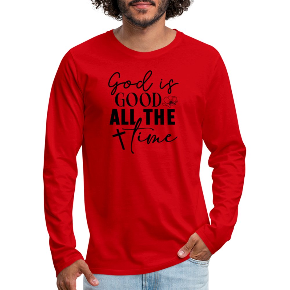 God is Good All The Time Men's Premium Long Sleeve T-Shirt - red