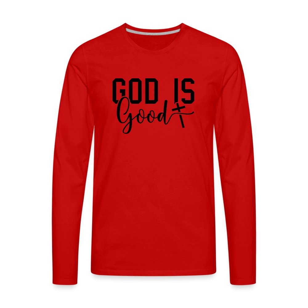 God is Good Men's Premium Long Sleeve T-Shirt - red