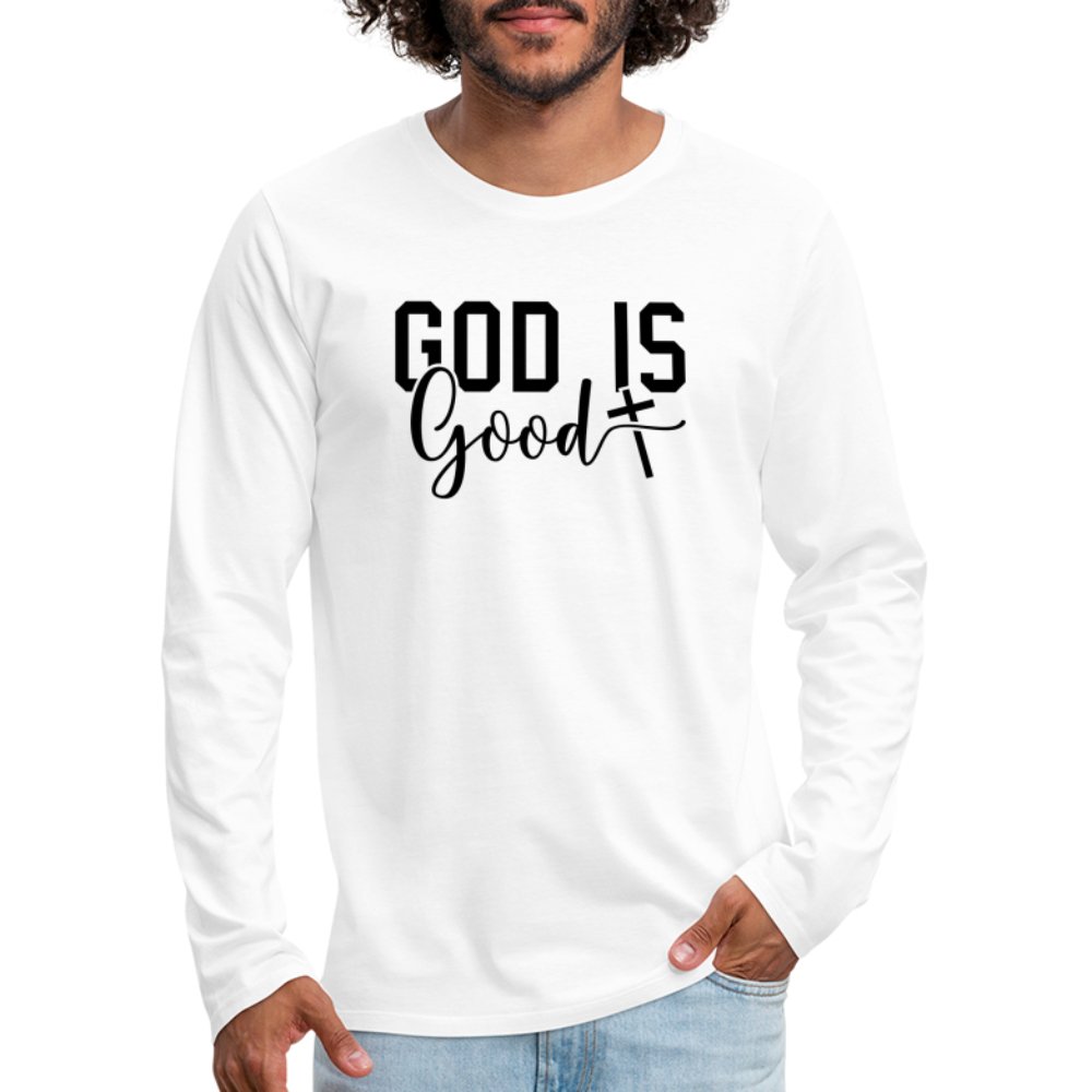 God is Good Men's Premium Long Sleeve T-Shirt - white