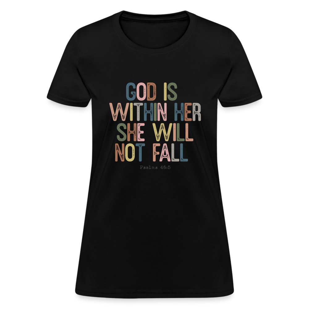 God is within Her She Will Not Fail (Psalms 46:5) Women's Contoured T-Shirt - option1# - Women's T-Shirt | Fruit of the Loom L3930R