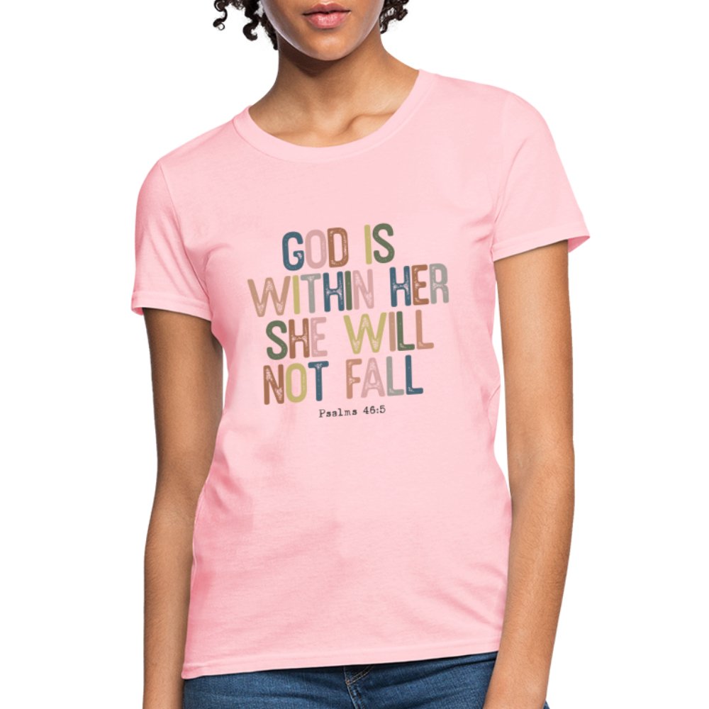 God is within Her She Will Not Fail (Psalms 46:5) Women's Contoured T-Shirt - option1# - Women's T-Shirt | Fruit of the Loom L3930R