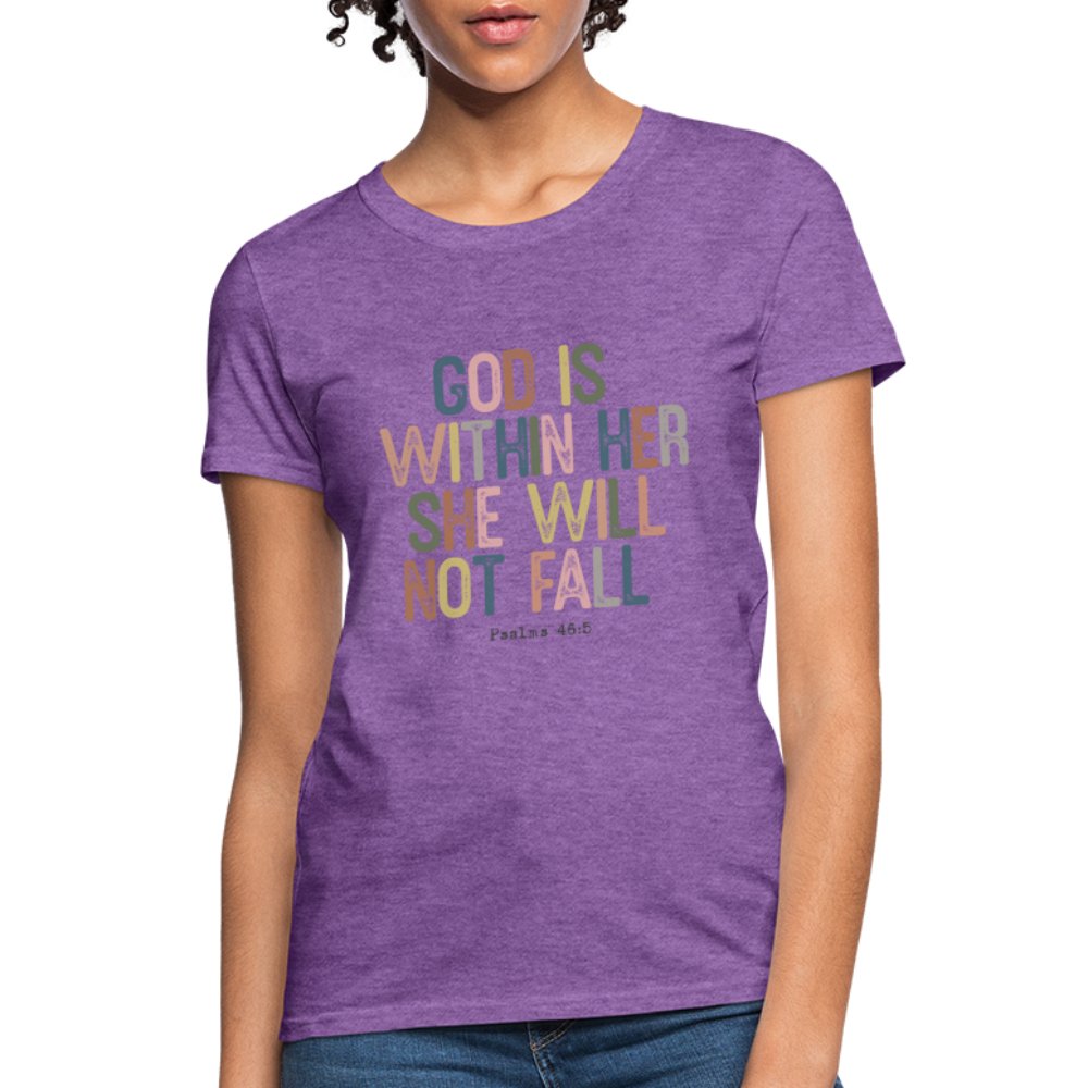 God is within Her She Will Not Fail (Psalms 46:5) Women's Contoured T-Shirt - option1# - Women's T-Shirt | Fruit of the Loom L3930R