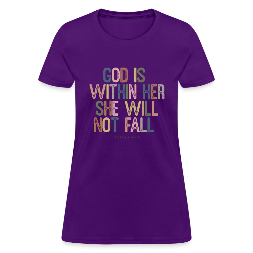 God is within Her She Will Not Fail (Psalms 46:5) Women's Contoured T-Shirt - option1# - Women's T-Shirt | Fruit of the Loom L3930R