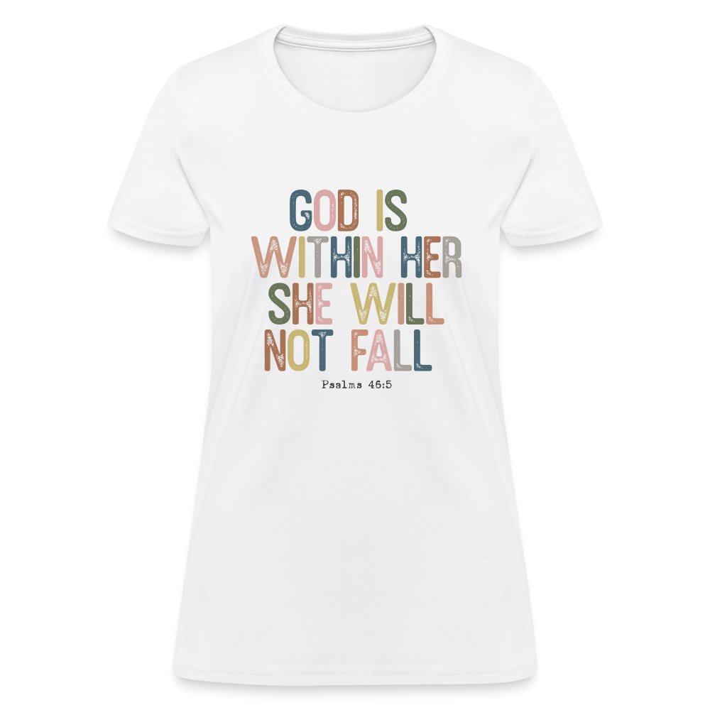 God is within Her She Will Not Fail (Psalms 46:5) Women's Contoured T-Shirt - option1# - Women's T-Shirt | Fruit of the Loom L3930R