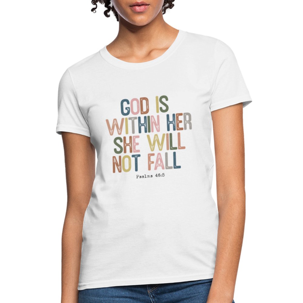 God is within Her She Will Not Fail (Psalms 46:5) Women's Contoured T-Shirt - option1# - Women's T-Shirt | Fruit of the Loom L3930R