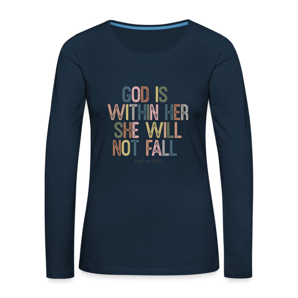 God is within Her She Will Not Fail (Psalms 46:5) Women's Premium Long Sleeve T-Shirt - option1# - Women's Premium Long Sleeve T-Shirt | Spreadshirt 876