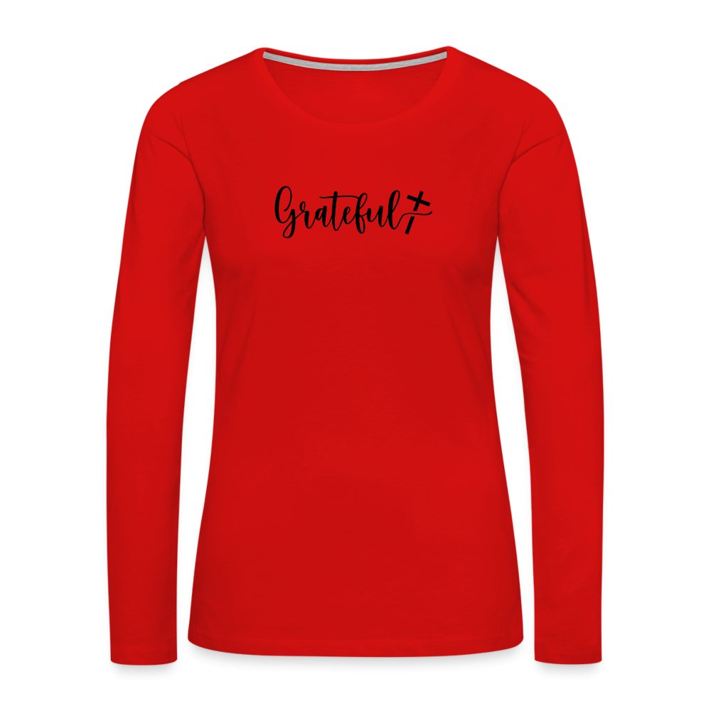 Grateful Women's Premium Long Sleeve T-Shirt - red