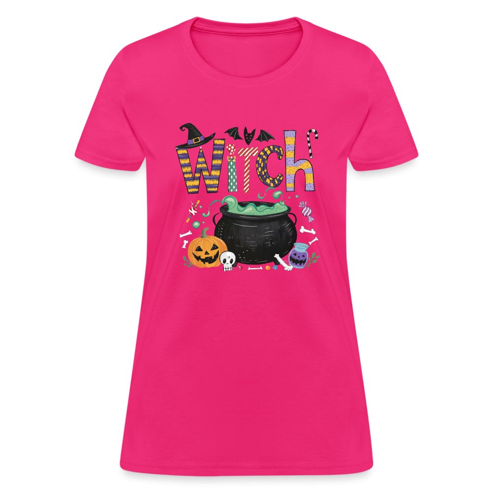 Halloween Witch Contoured T-Shirt - fuchsia