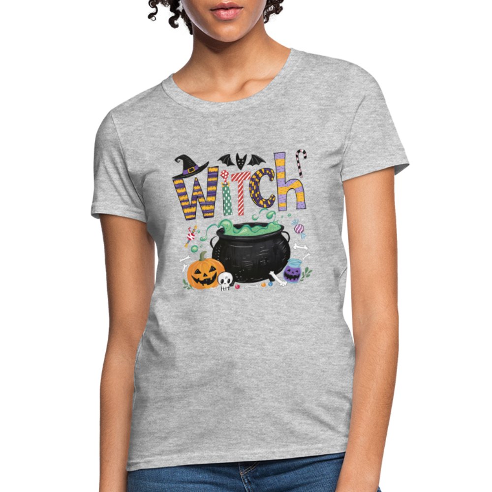 Halloween Witch Contoured T-Shirt - heather gray