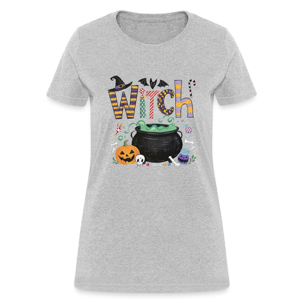 Halloween Witch Contoured T-Shirt - heather gray