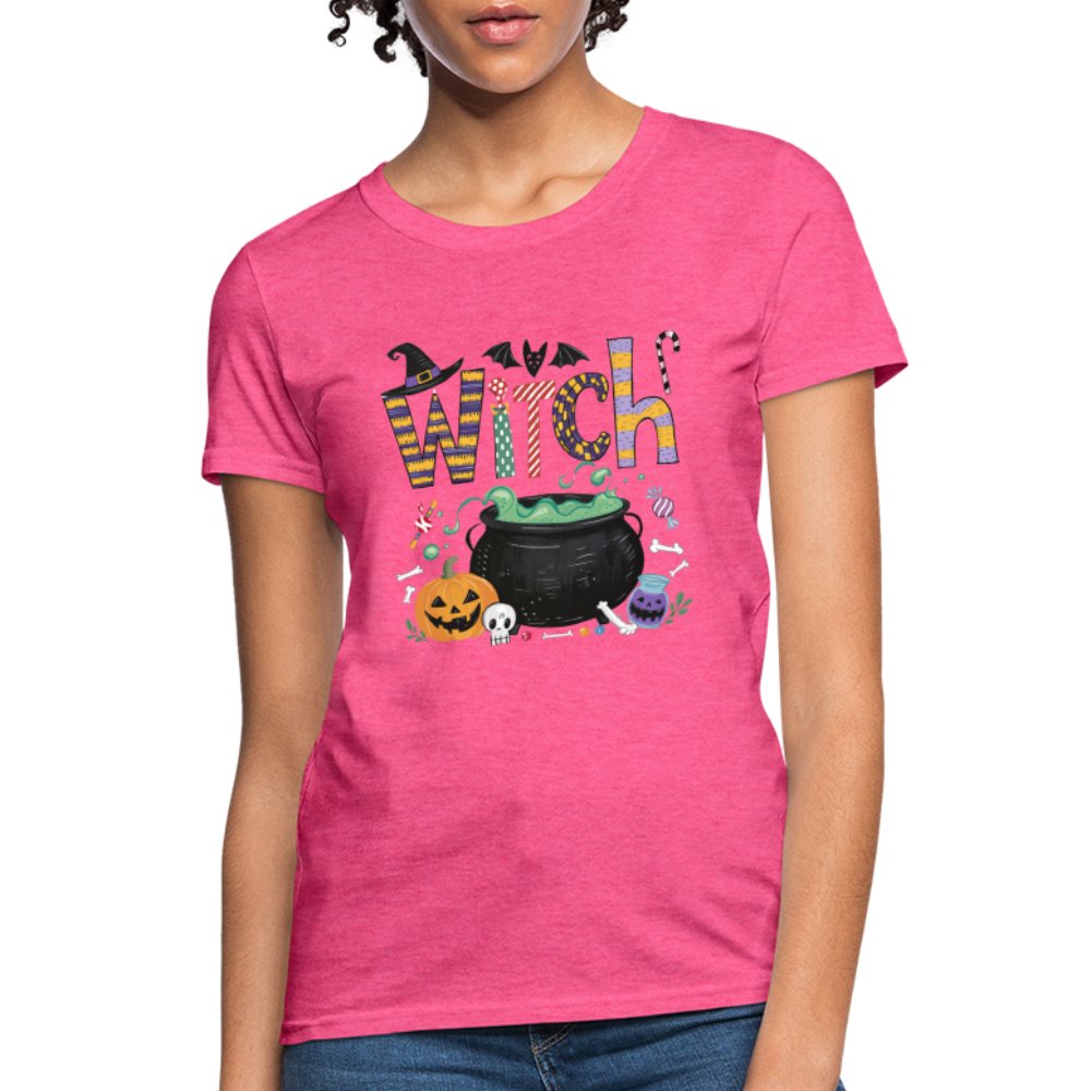 Halloween Witch Contoured T-Shirt - heather pink