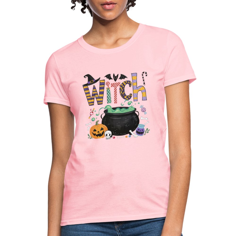 Halloween Witch Contoured T-Shirt - pink