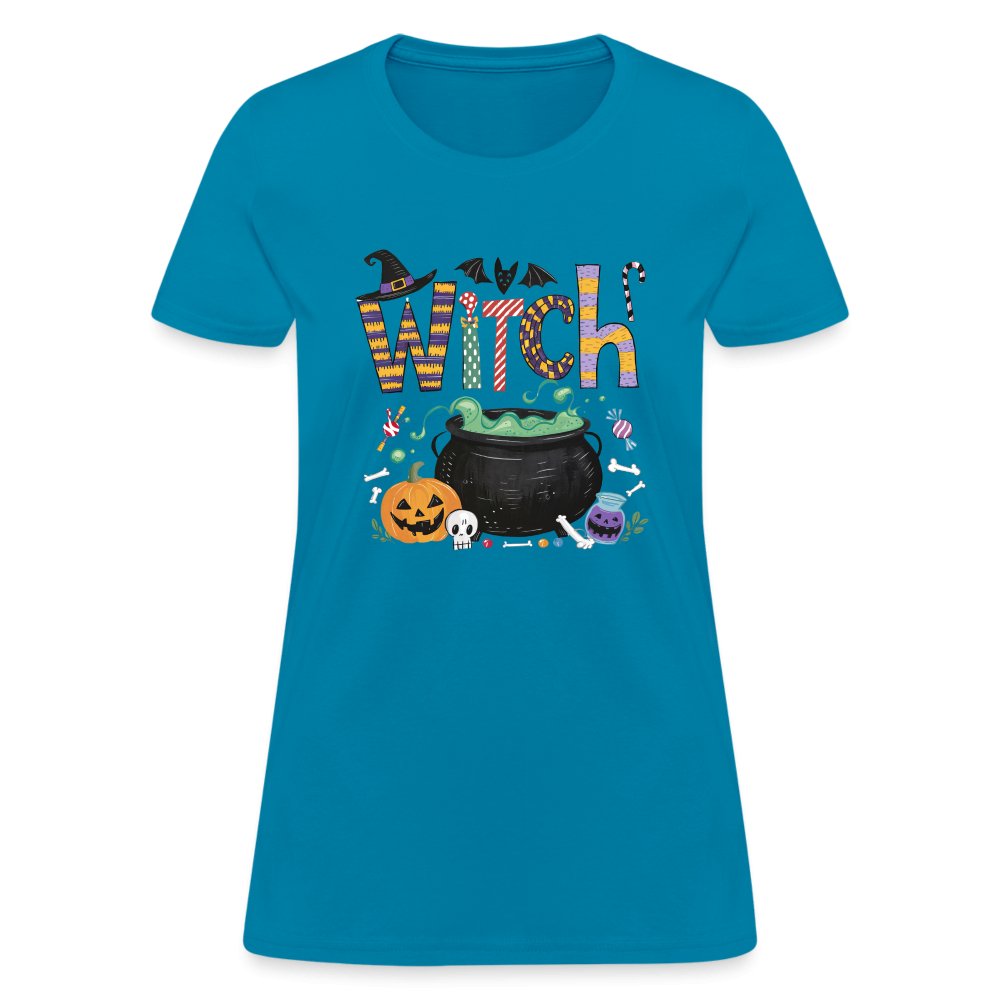 Halloween Witch Contoured T-Shirt - pink