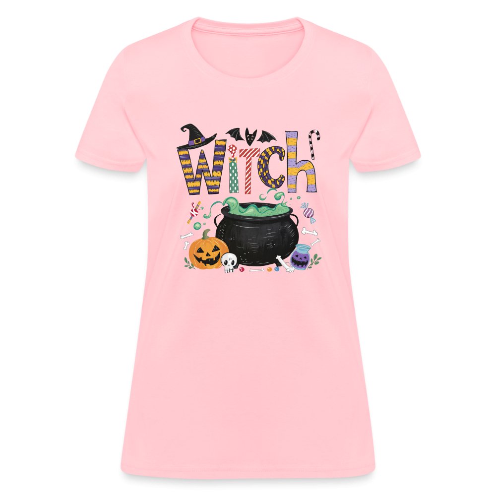 Halloween Witch Contoured T-Shirt - pink