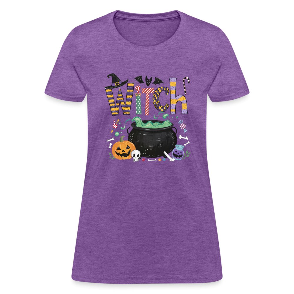 Halloween Witch Contoured T-Shirt - purple heather