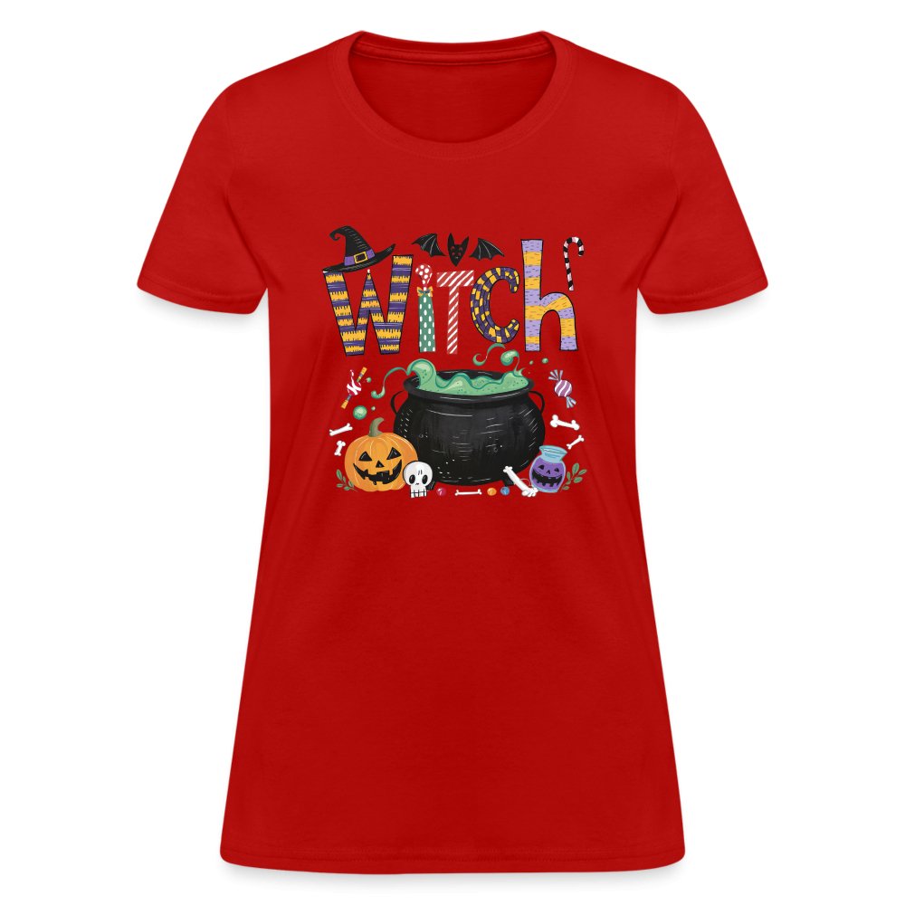 Halloween Witch Contoured T-Shirt - red