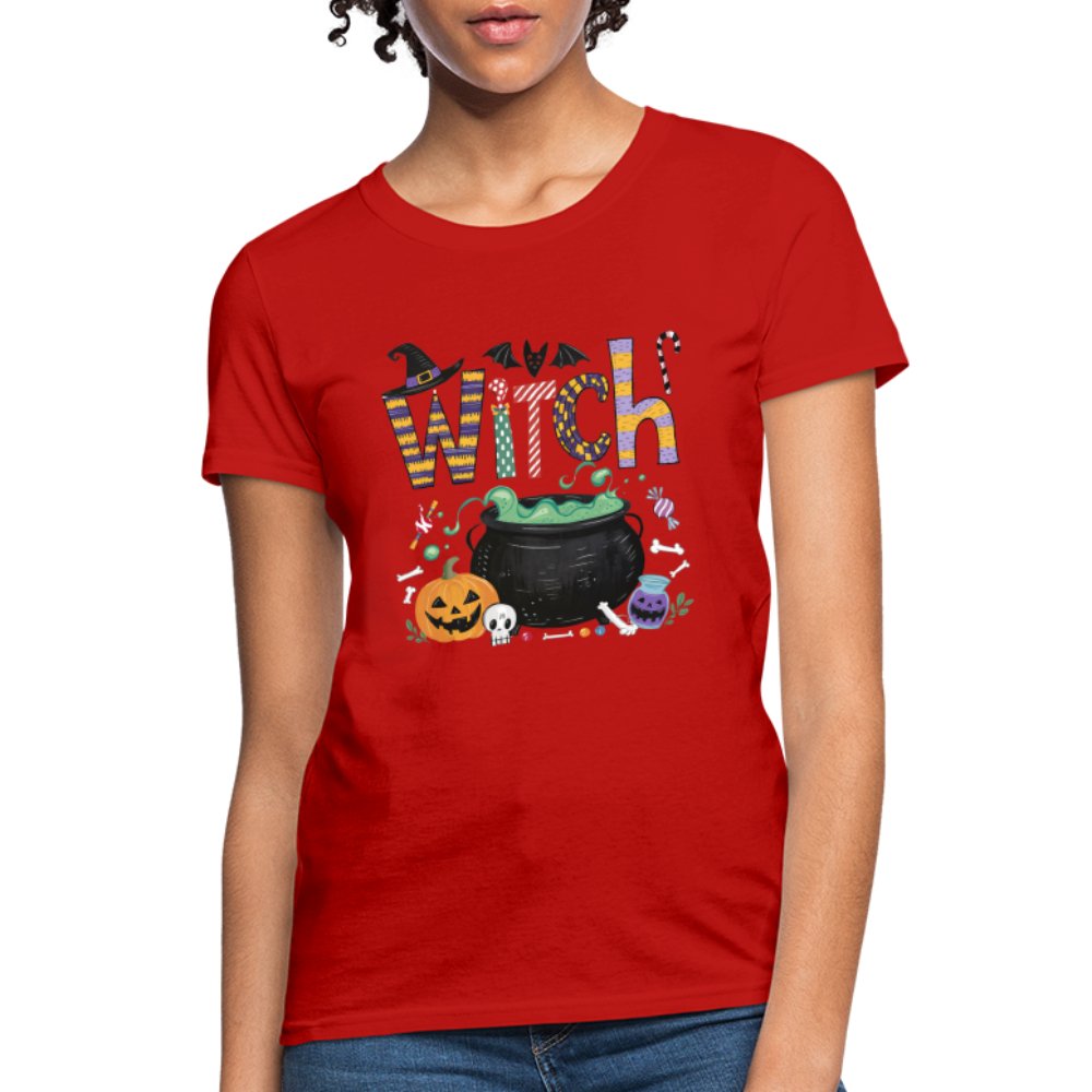 Halloween Witch Contoured T-Shirt - red