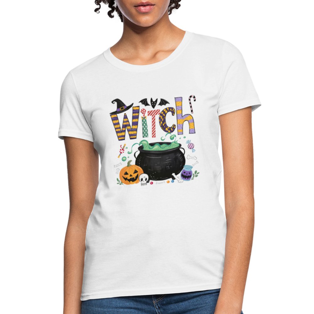 Halloween Witch Contoured T-Shirt - white