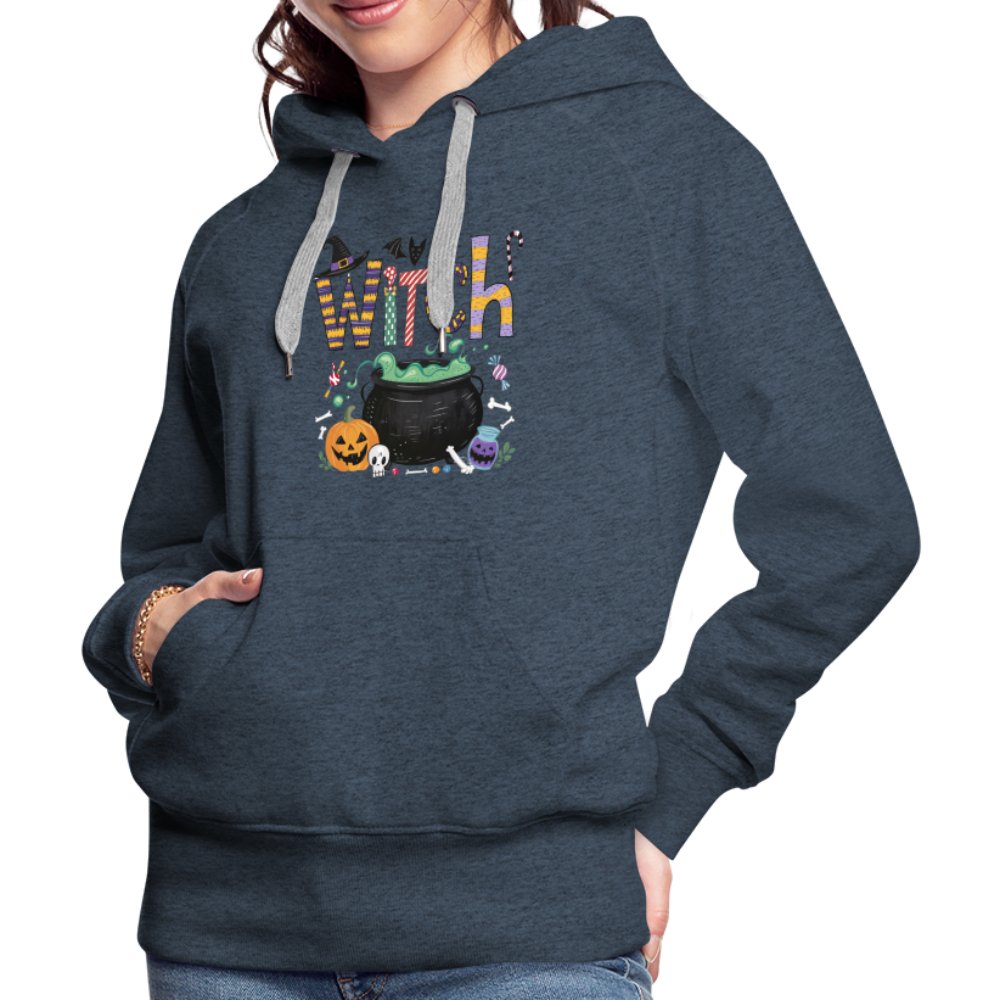 Halloween Witch Women’s Premium Hoodie - heather denim