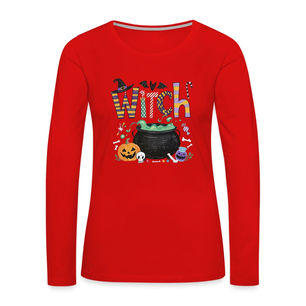 Halloween Witch Women's Premium Long Sleeve T-Shirt - heather gray