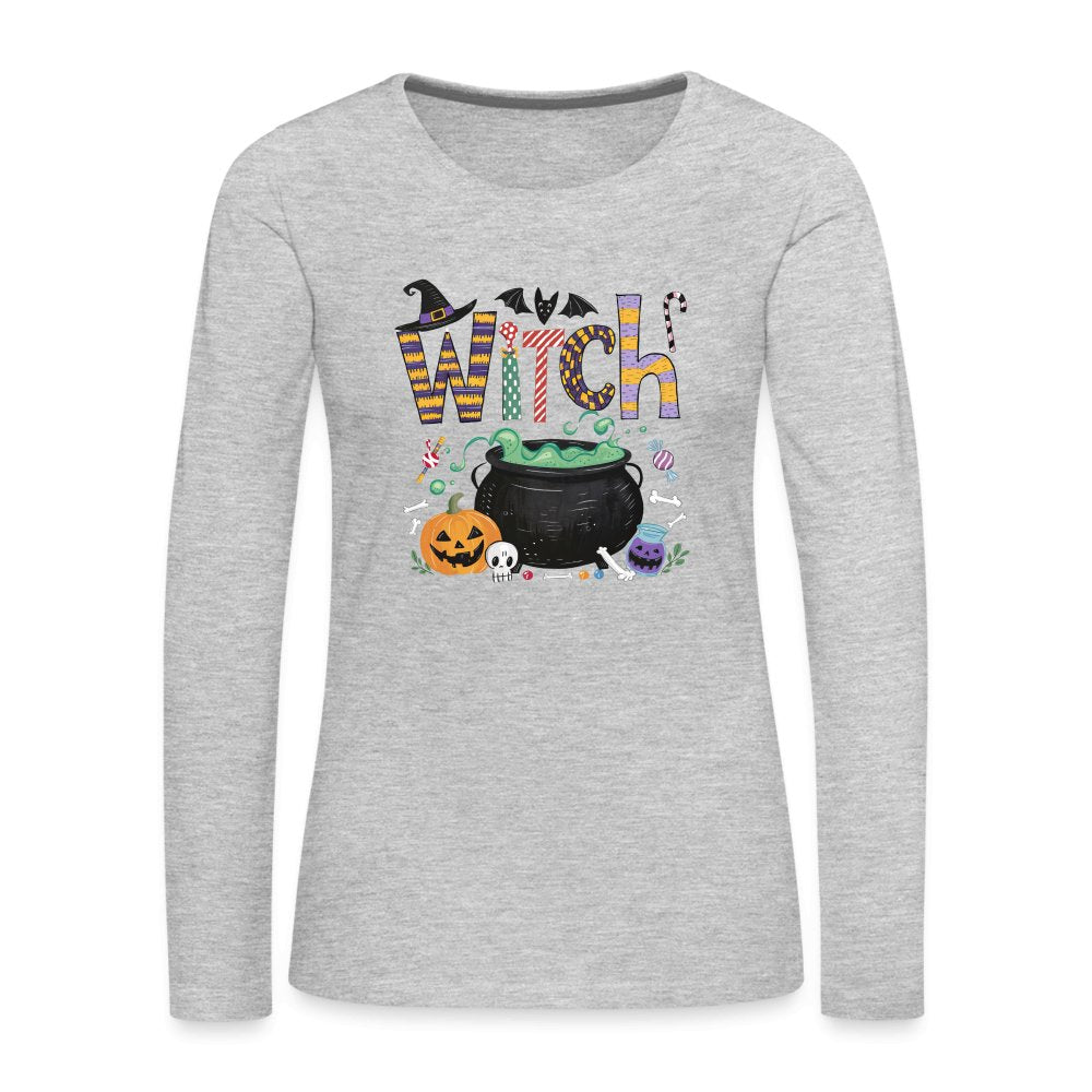 Halloween Witch Women's Premium Long Sleeve T-Shirt - heather ice blue