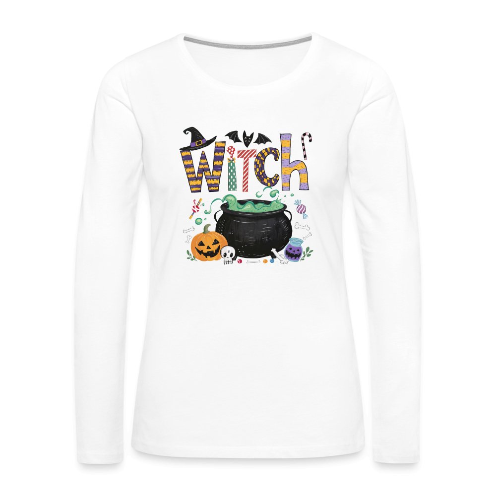 Halloween Witch Women's Premium Long Sleeve T-Shirt - white