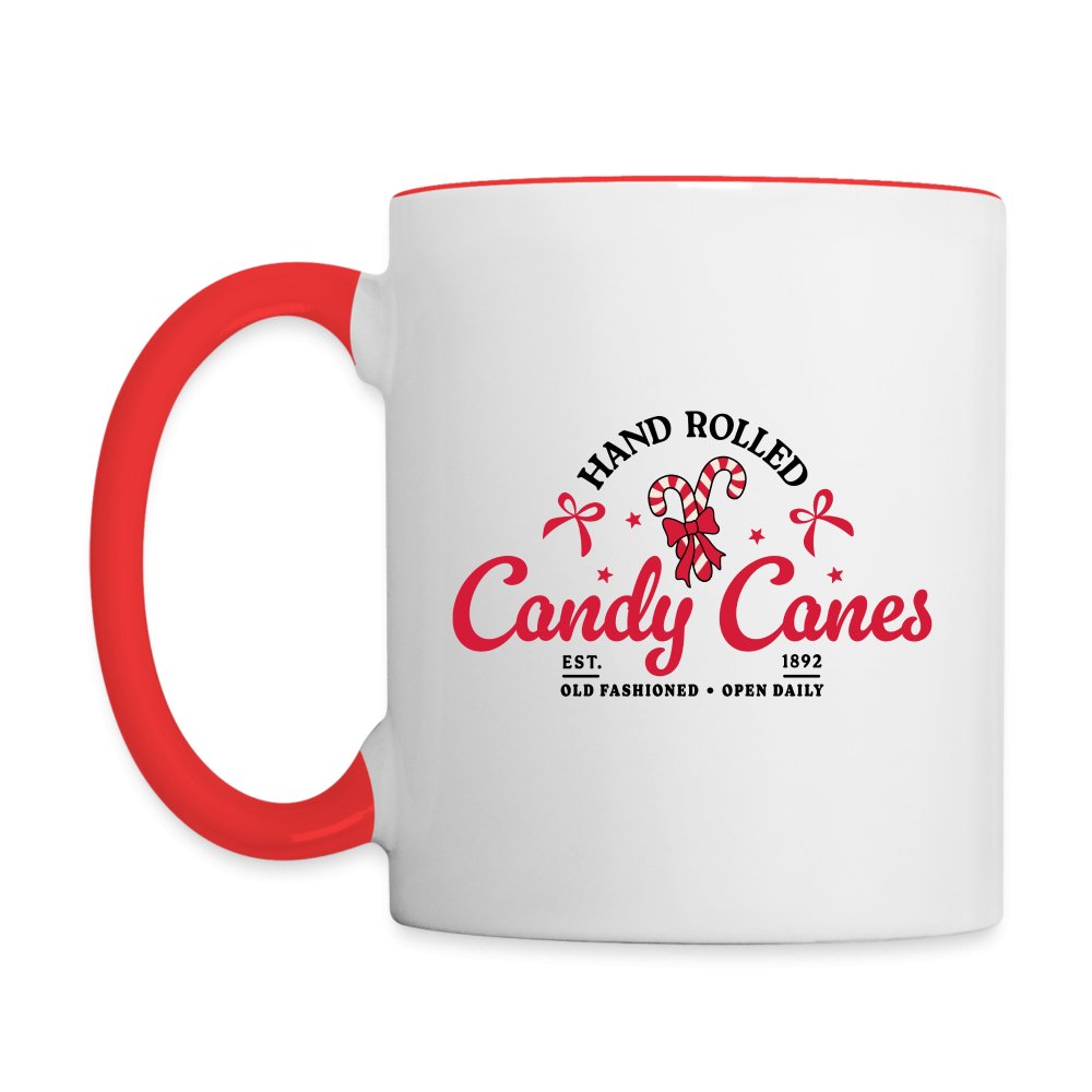 Hand Rolled Candy Canes Coffee Mug - white/red