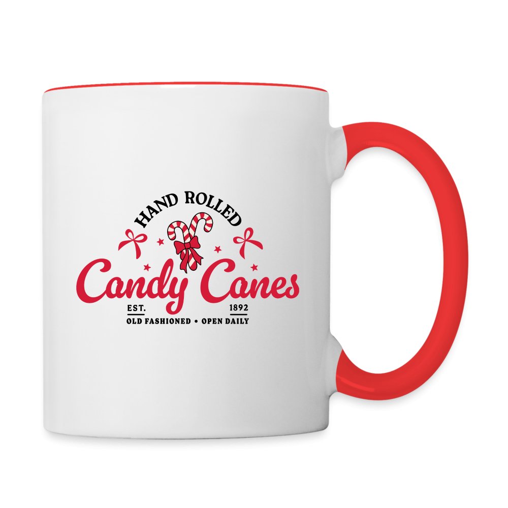 Hand Rolled Candy Canes Coffee Mug - white/red