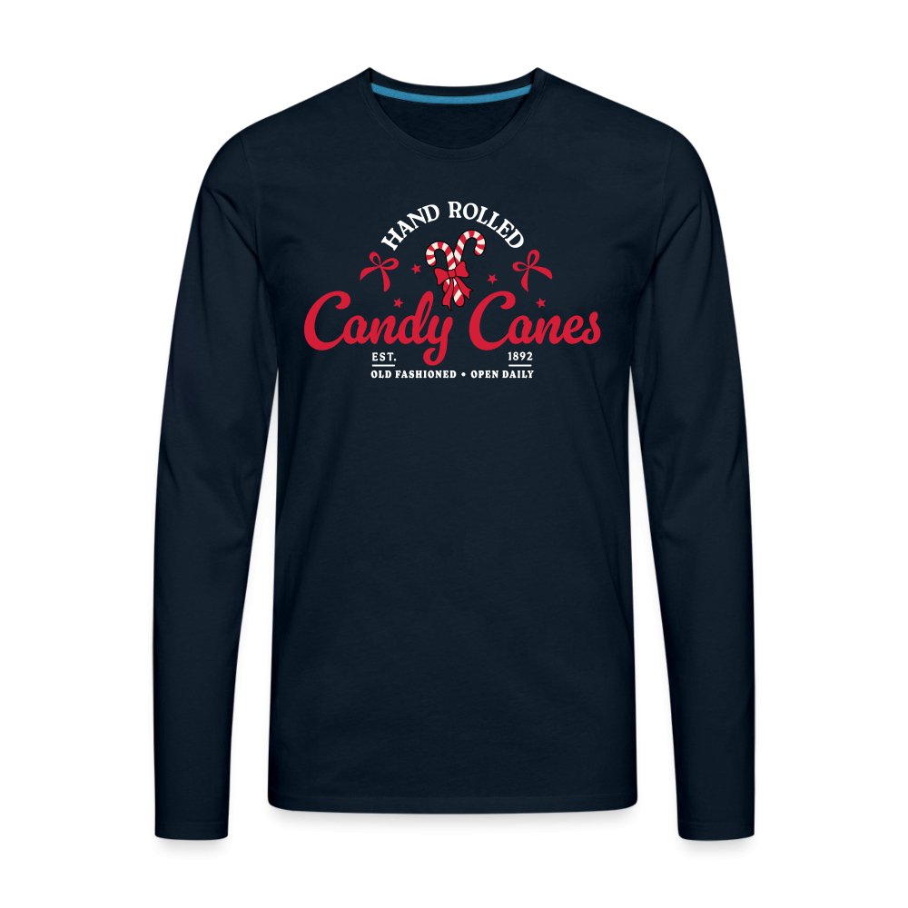 Hand Rolled Candy Canes Men's Premium Long Sleeve T-Shirt - deep navy