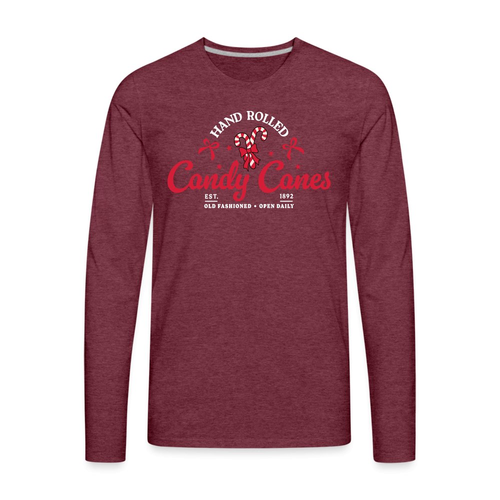 Hand Rolled Candy Canes Men's Premium Long Sleeve T-Shirt - heather burgundy