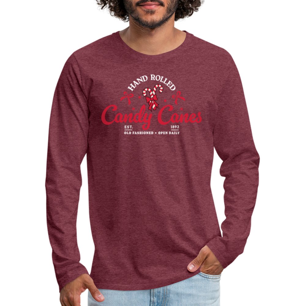 Hand Rolled Candy Canes Men's Premium Long Sleeve T-Shirt - heather burgundy