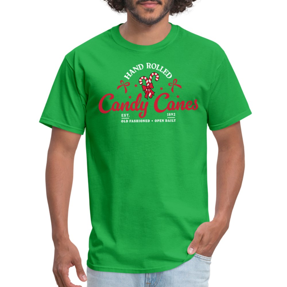 Hand Rolled Candy Canes T-Shirt - bright green