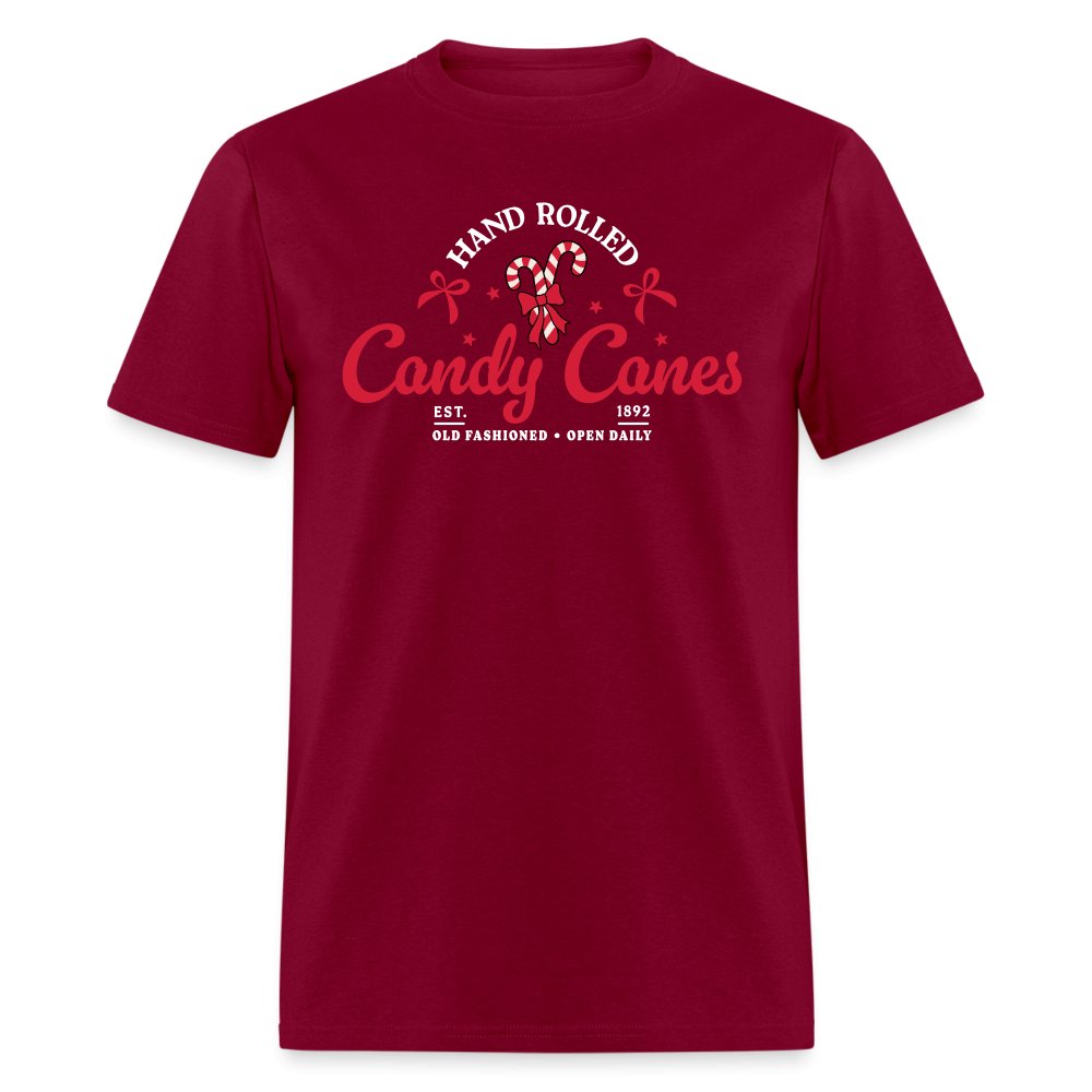 Hand Rolled Candy Canes T-Shirt - burgundy