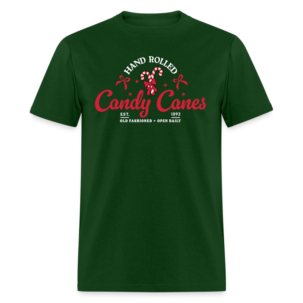 Hand Rolled Candy Canes T-Shirt - forest green